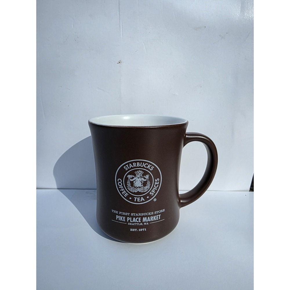 STARBUCKS 2008 Brown Pike Place Market Diner Style 16oz Tea Coffee Mug Siren